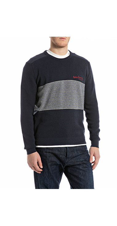 コットンウールバイカラー ワッフルニット